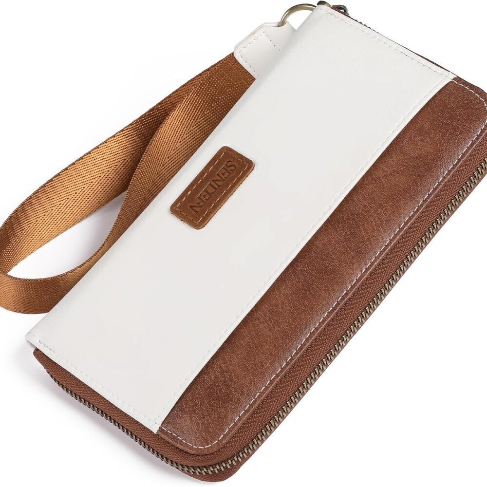 Women's RFID Blocking Leather Wallet Wristlet Bifold Clutch Purse Large Capacity